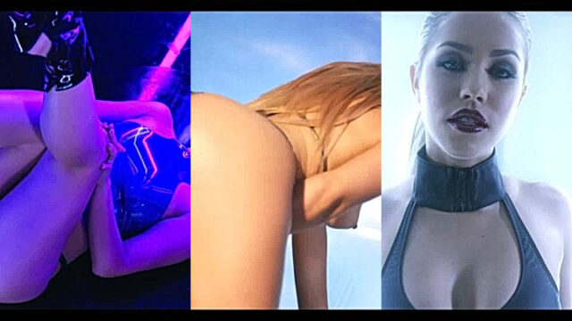 Alina Lopez posing for a photo shoot with her in a sexy lingerie and her tits out